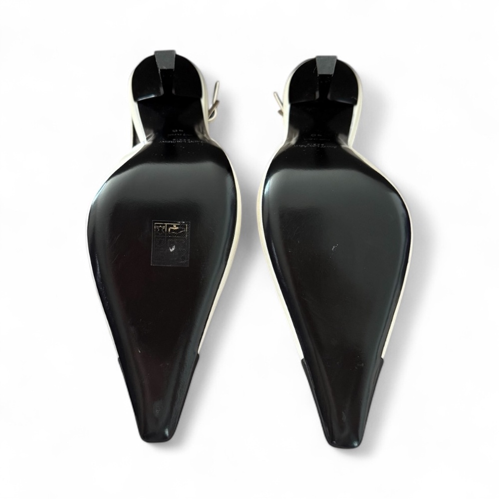 New Saint Laurent Ines Slingback Pumps In Satin Brand New Vintage - Picture 5 of 11